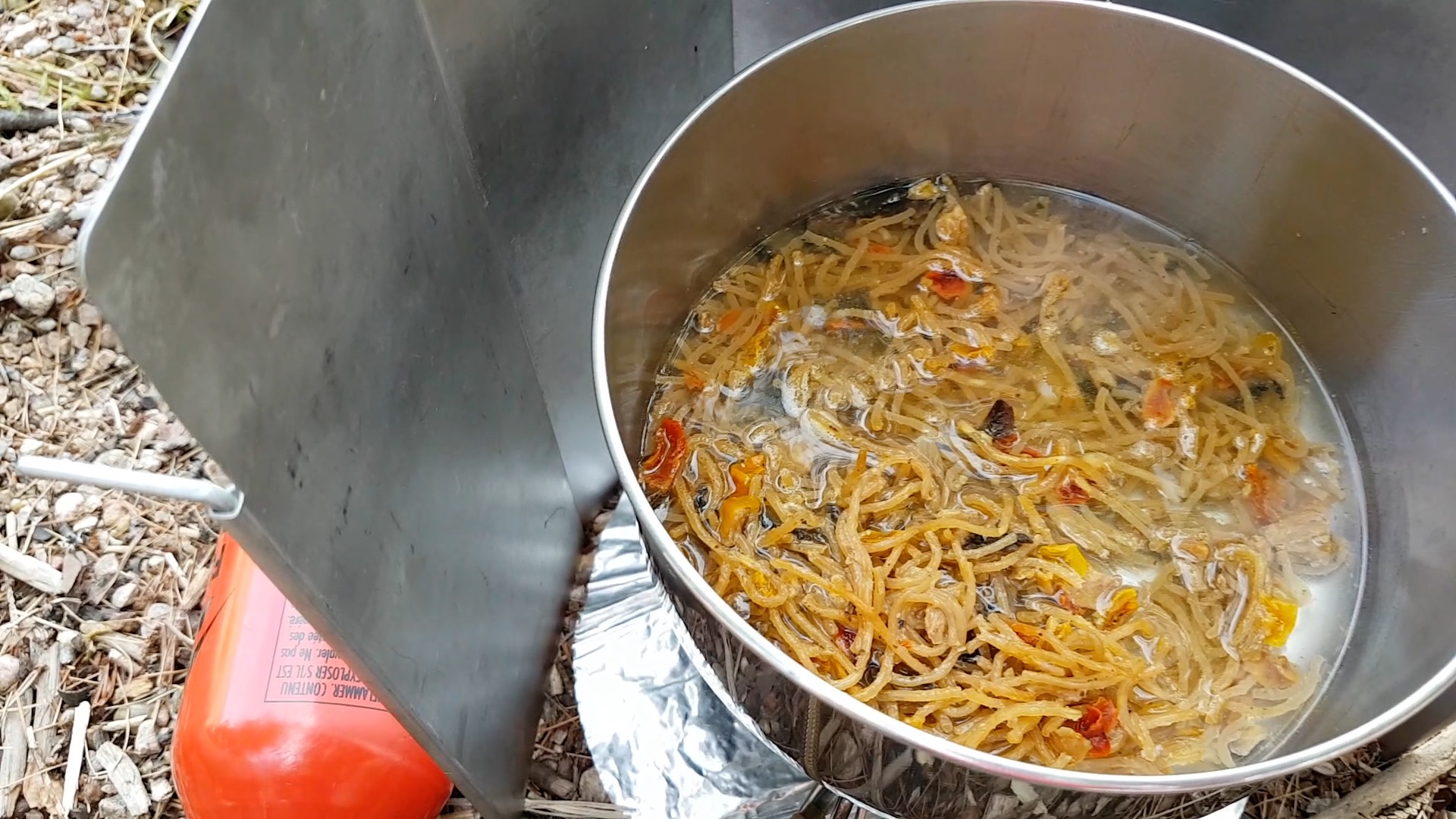 cook1 Cooking Dehydrated Rustic Spaghetti At Bon Echo Provincial Park - Watch The Video!